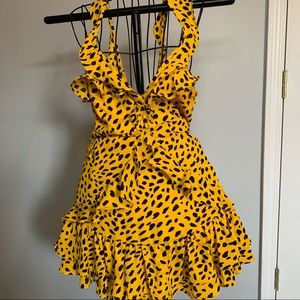 Yellow Cheetah Ruffle Dress